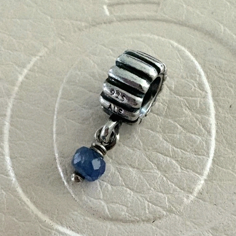 Authentic Pandora SterlingSilver September Birthday Sapphire Dangle Charm